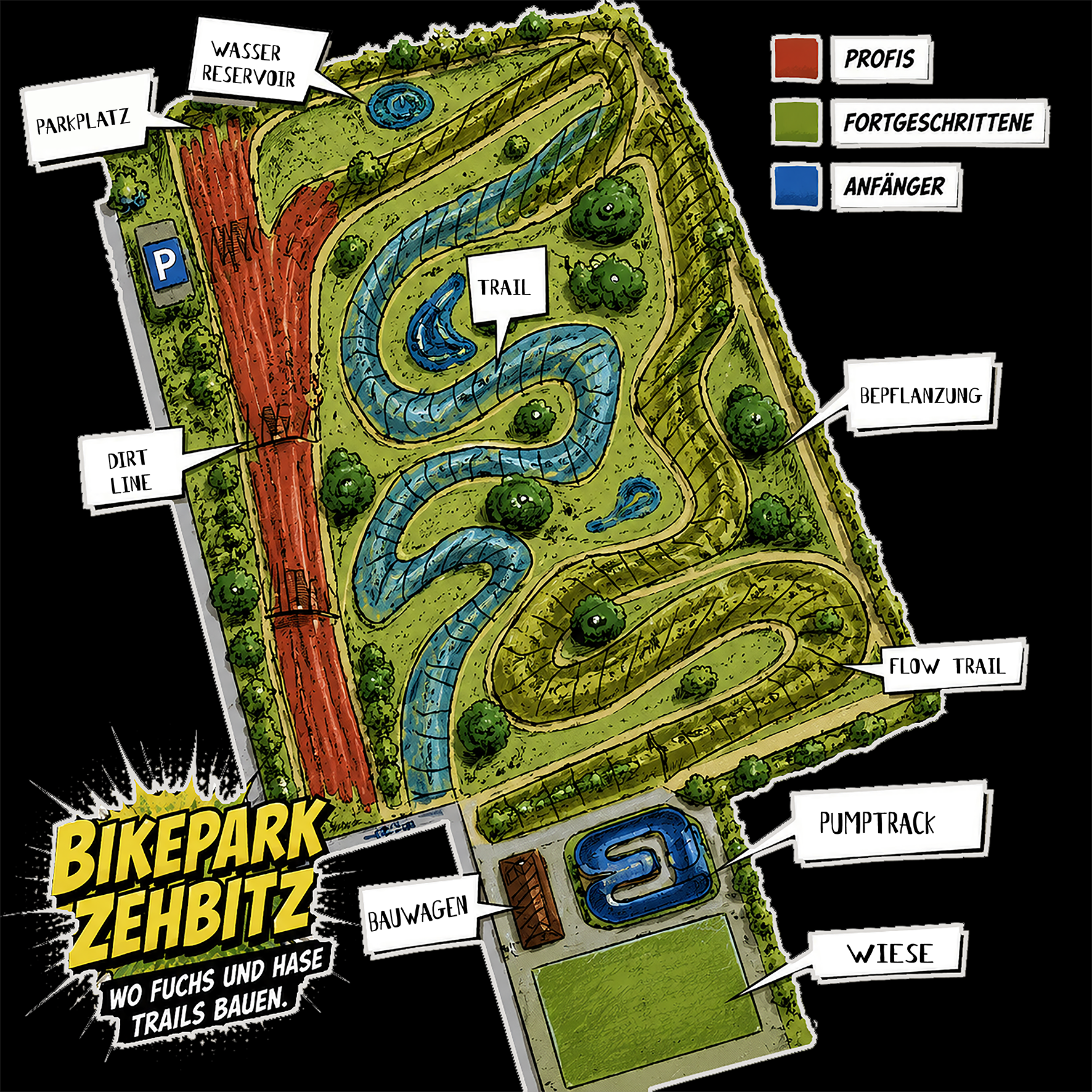 Streckenplan Bikepark Zehbitz